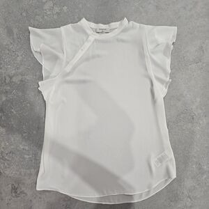 Babaton Aritzia, Medium, Ruffled Sleeve Top With Button Detail